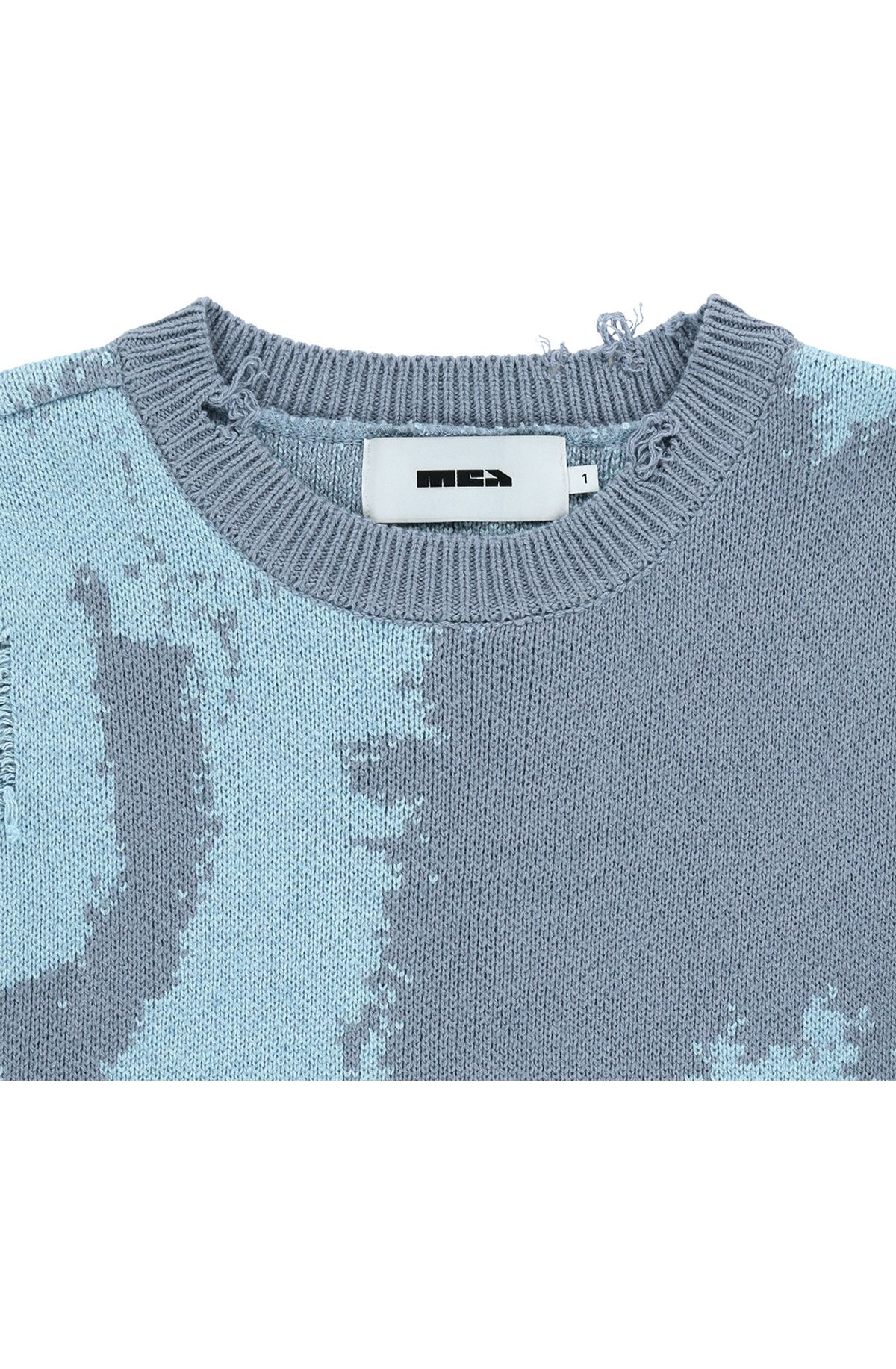 메아(MEA) DAMAGED ALLOVER KNIT [BLUE]