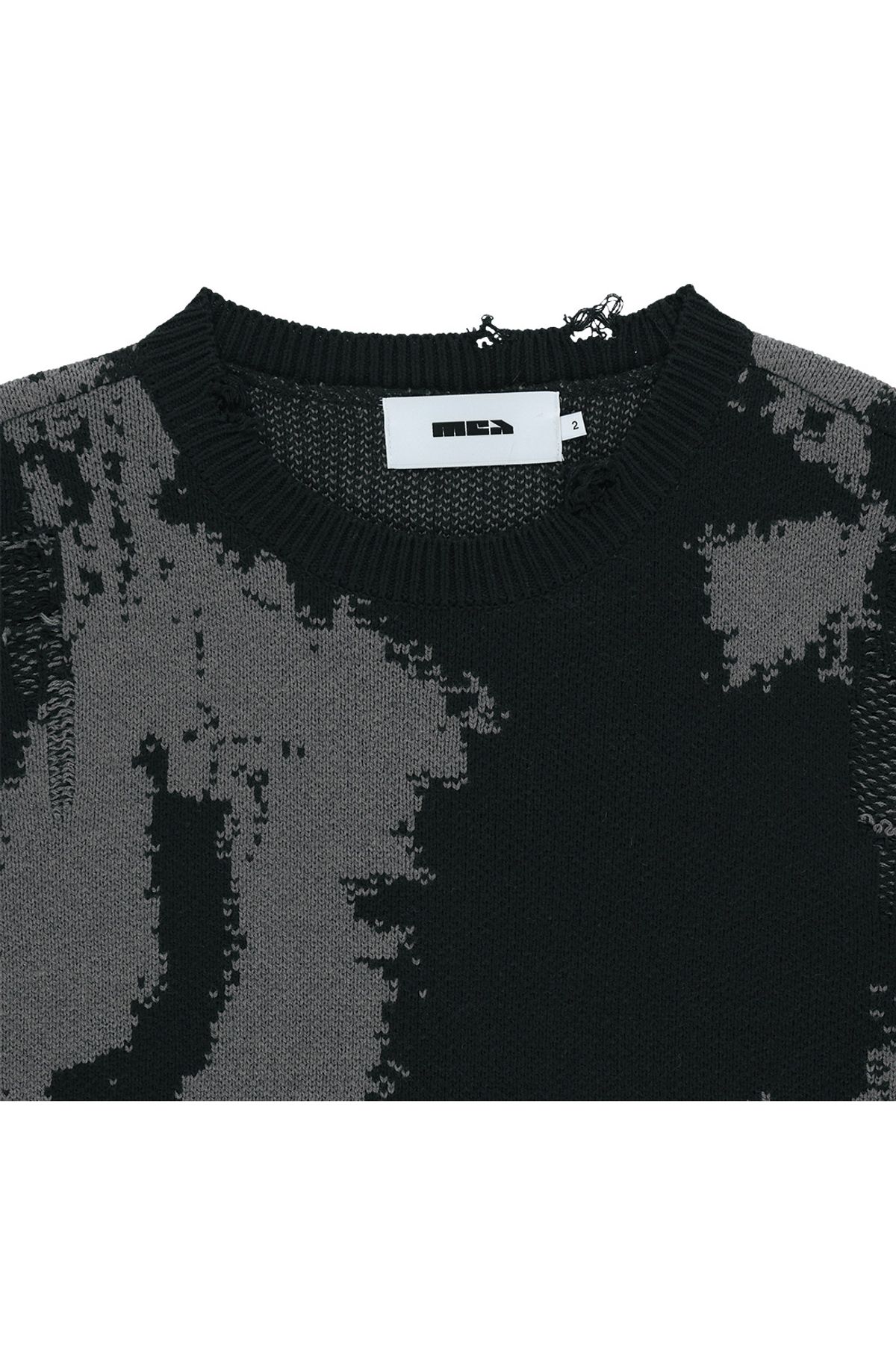 메아(MEA) DAMAGED ALLOVER KNIT [BLACK]