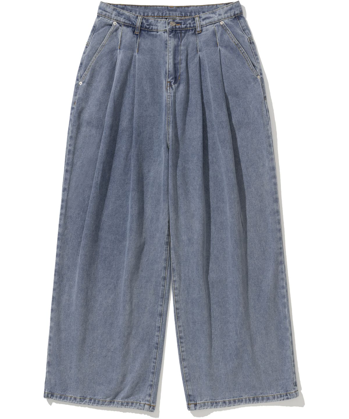 낫포너드(NOT4NERD) Two Tuck Wide Denim Pants - Deep Blue