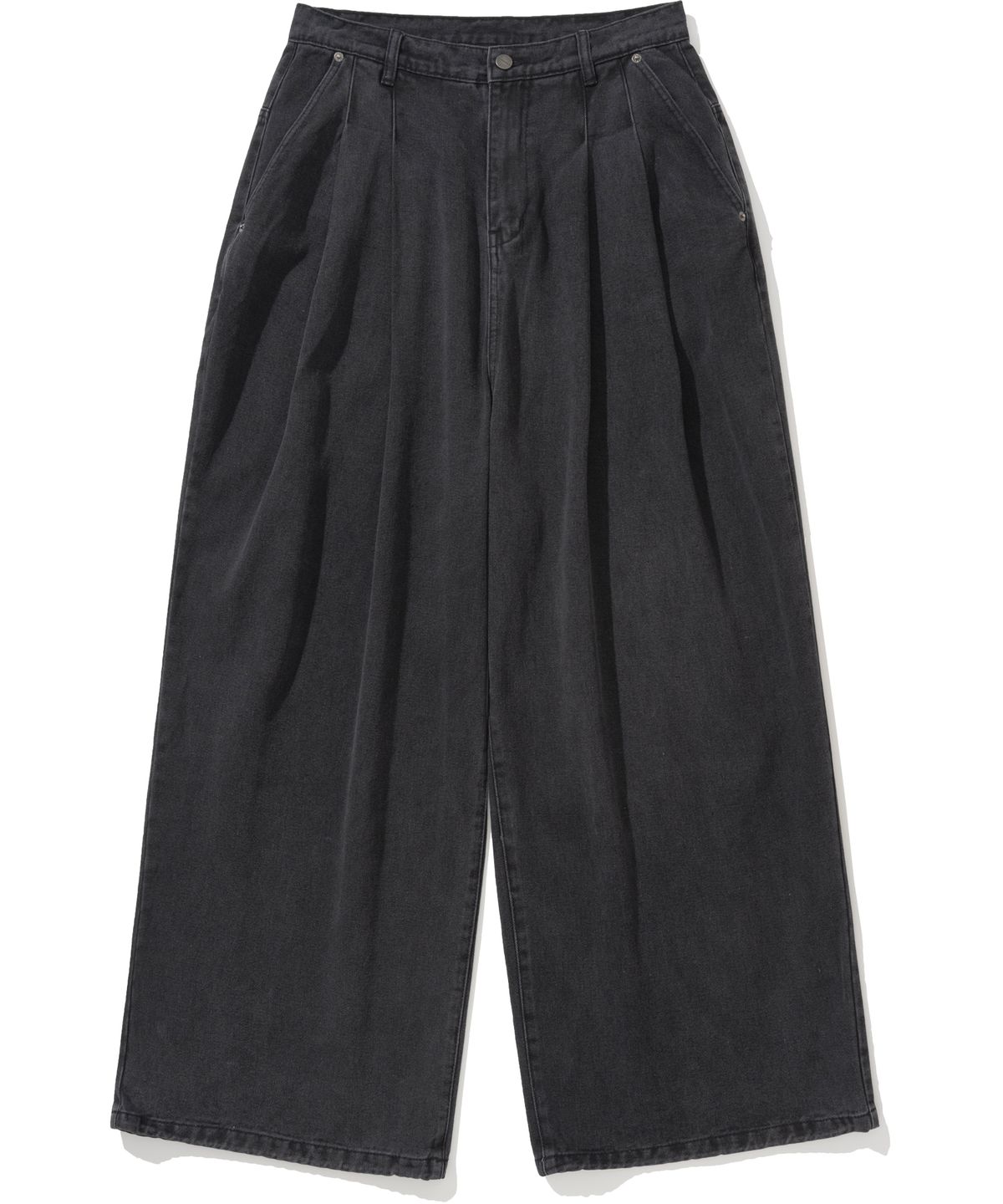 낫포너드(NOT4NERD) Two Tuck Wide Denim Pants - Black