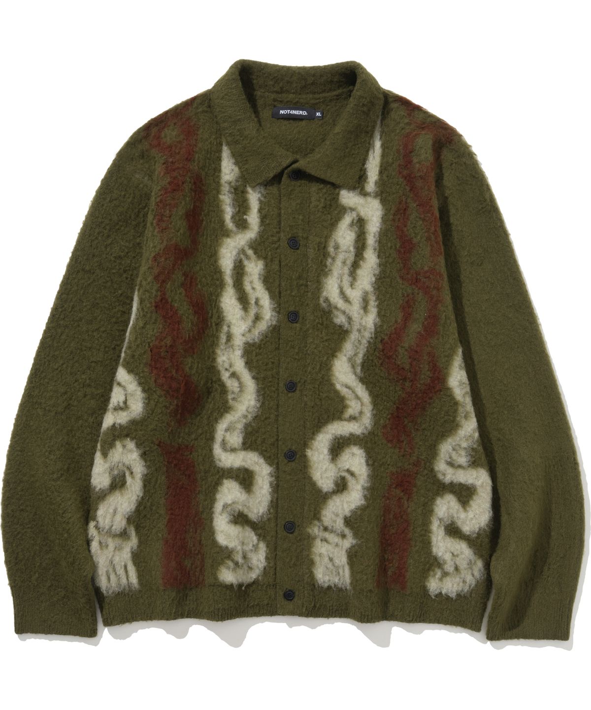 낫포너드(NOT4NERD) Candle Smoke Mohair Cardigan - Khaki