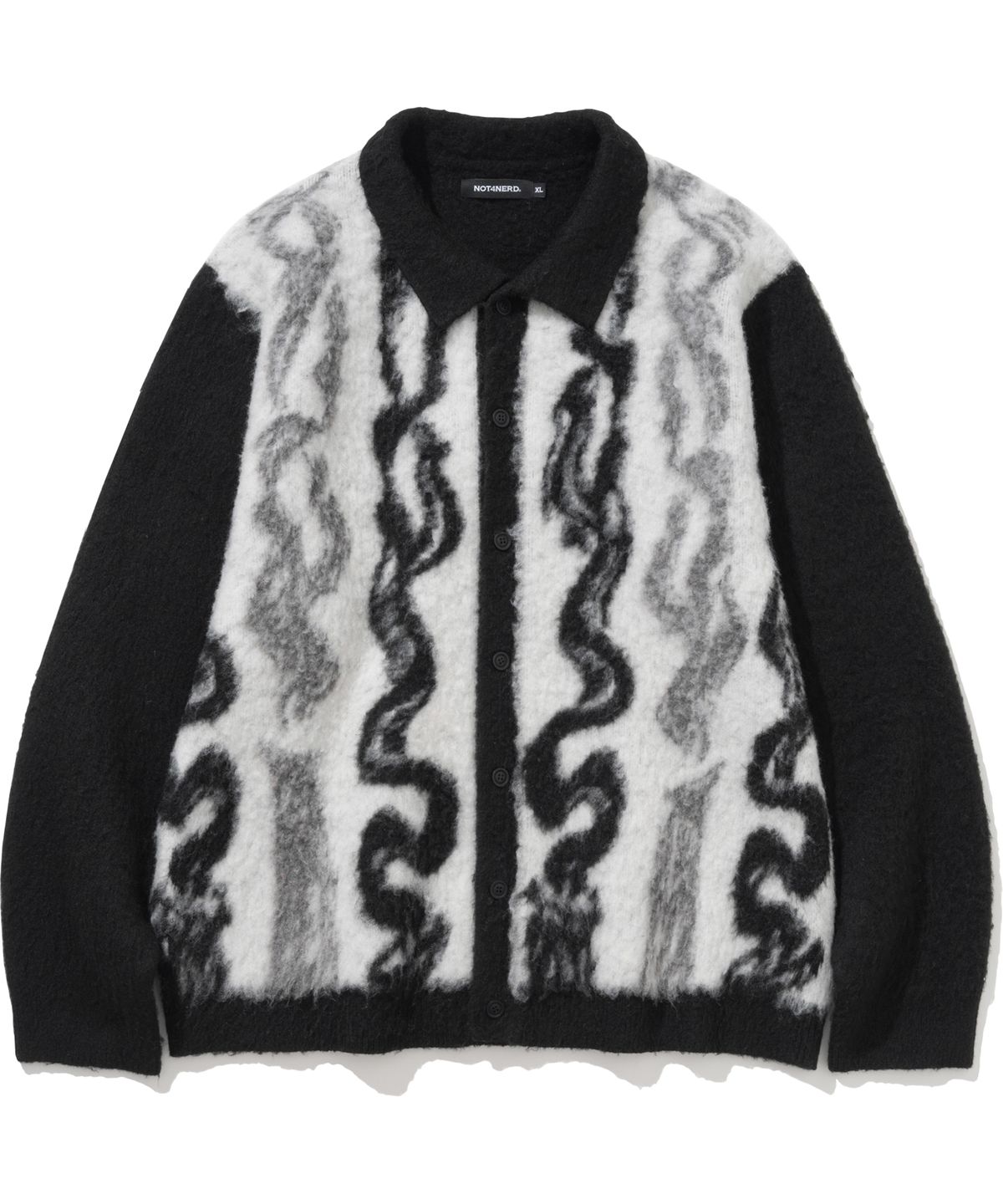 낫포너드(NOT4NERD) Candle Smoke Mohair Cardigan - Black