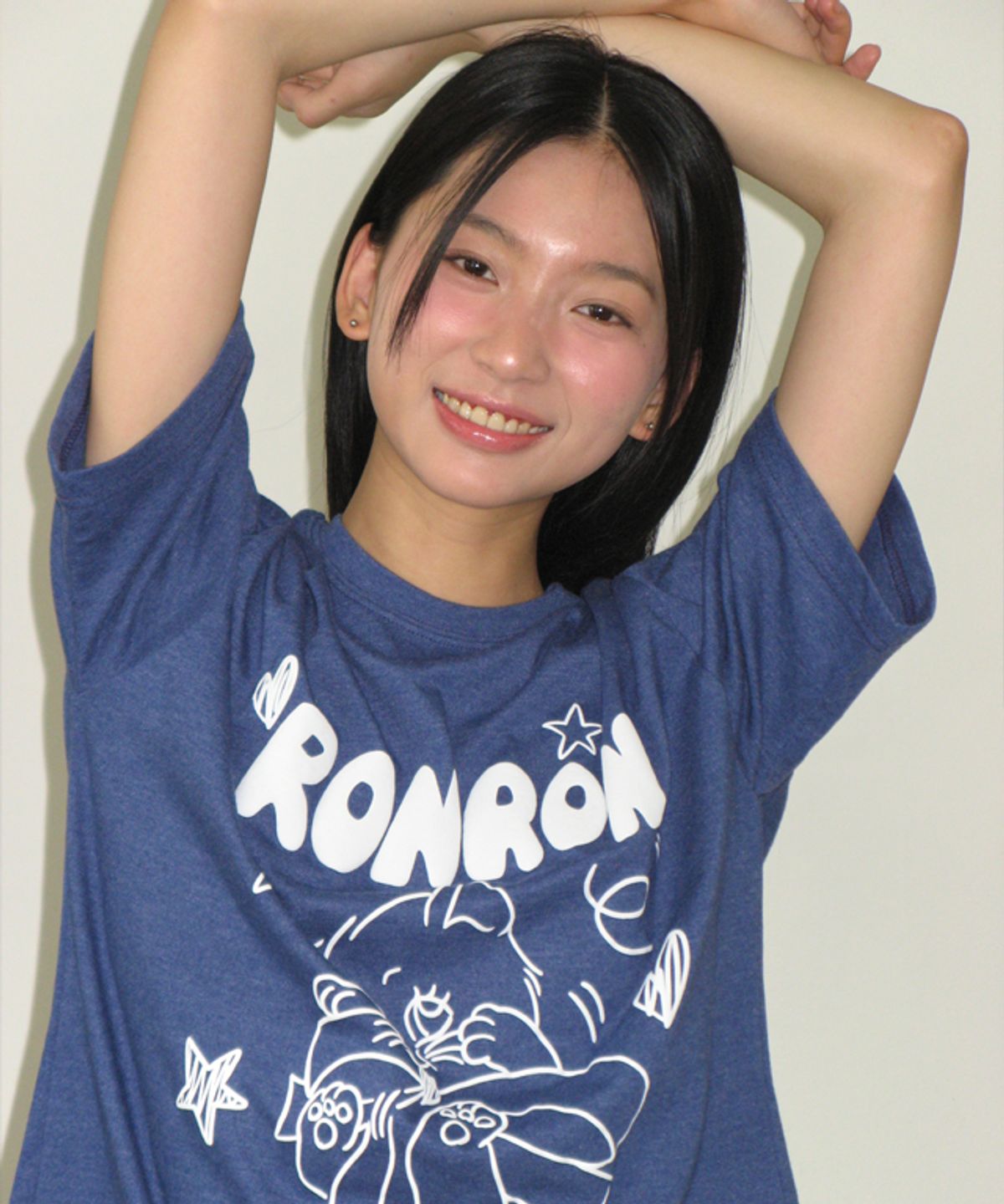 론론(RONRON) EMBO KITSCH CAT OVER FIT T SHIRT VINTAGE BLUE