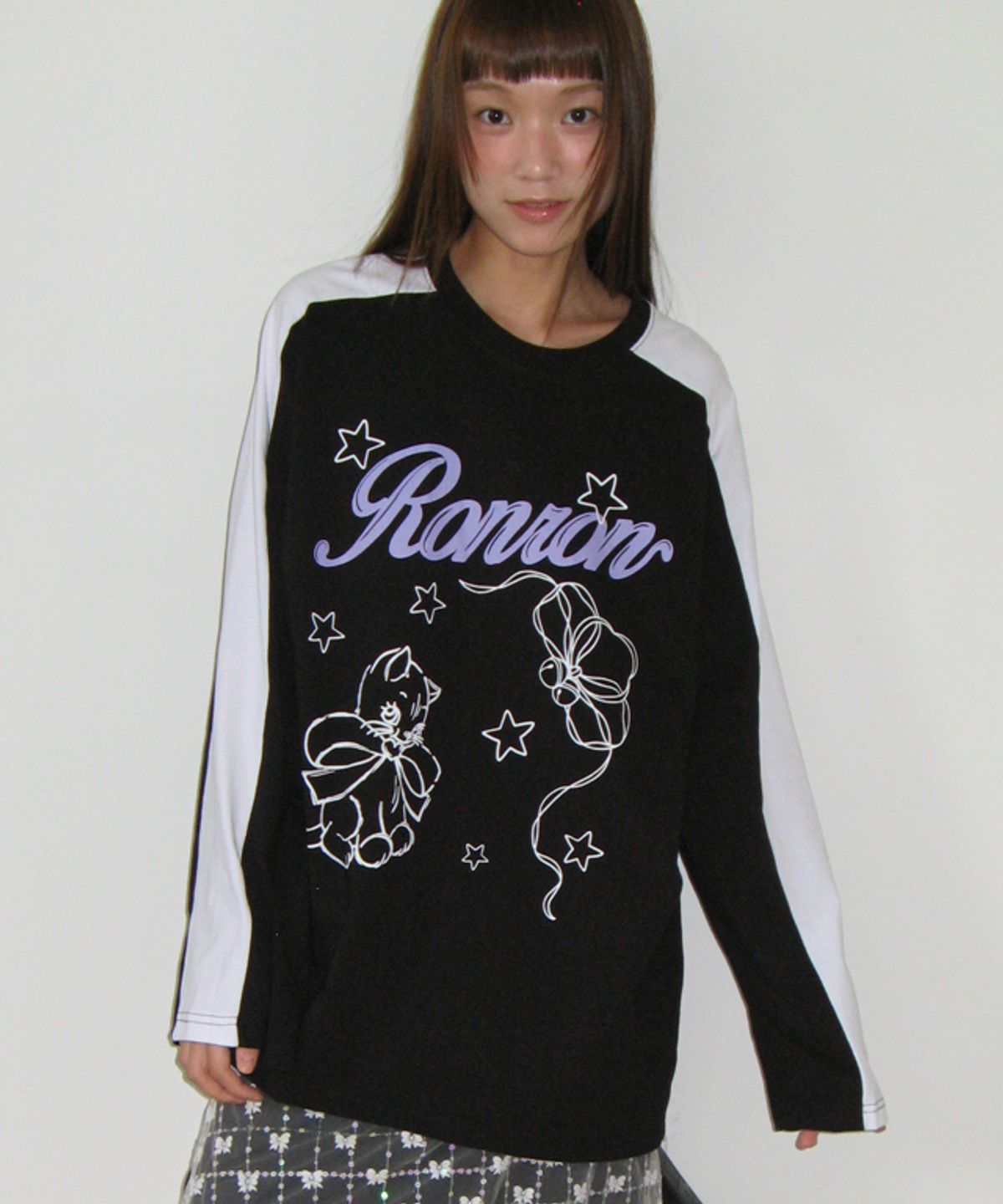 론론(RONRON) COLORED CRAYON CAT LONG SLEEVE BLACK