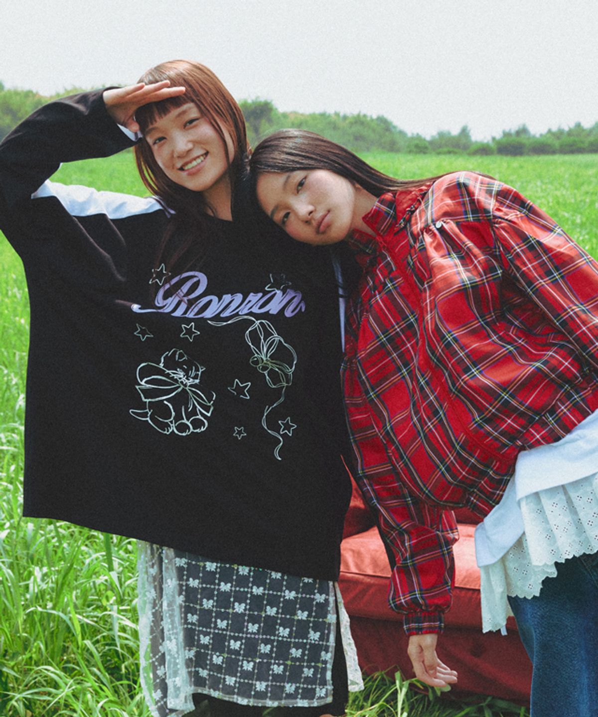론론(RONRON) COLORED CRAYON CAT LONG SLEEVE BLACK