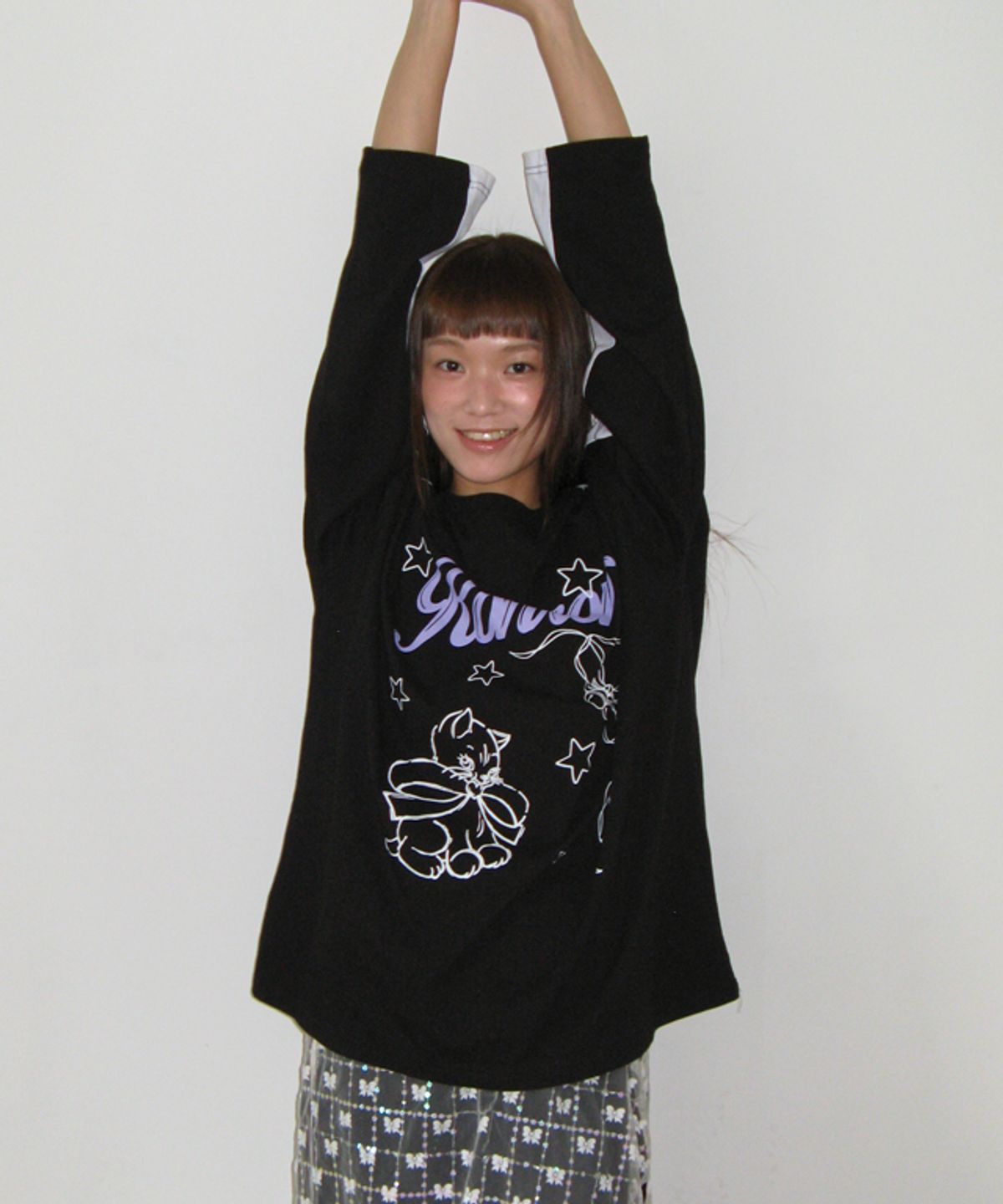론론(RONRON) COLORED CRAYON CAT LONG SLEEVE BLACK