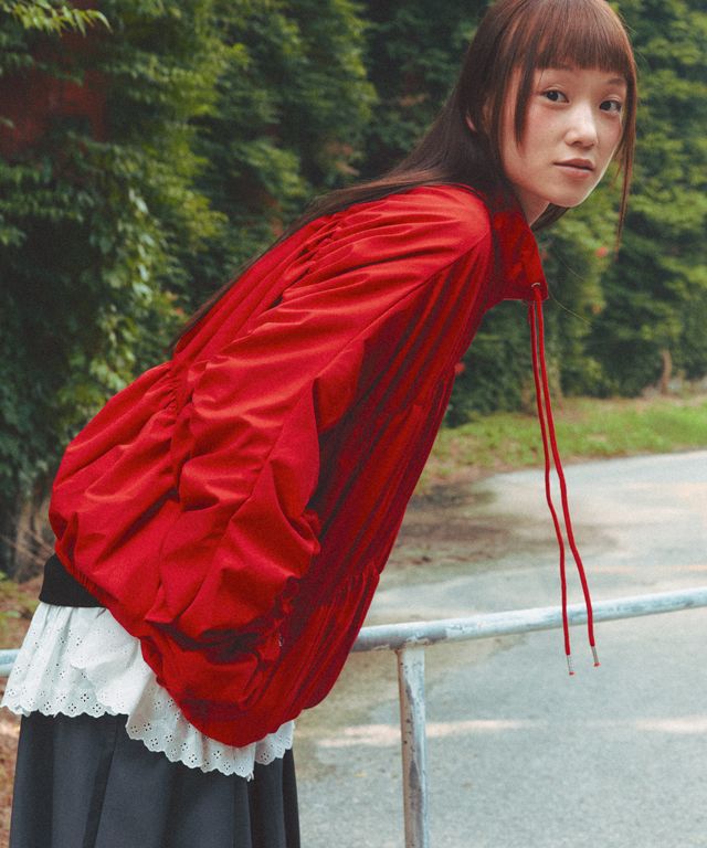 ◇RONRON◇ SHIRRING WIND JUMPER RED MUSINSA | RONRON SHIRRING WIND JUMPER RED