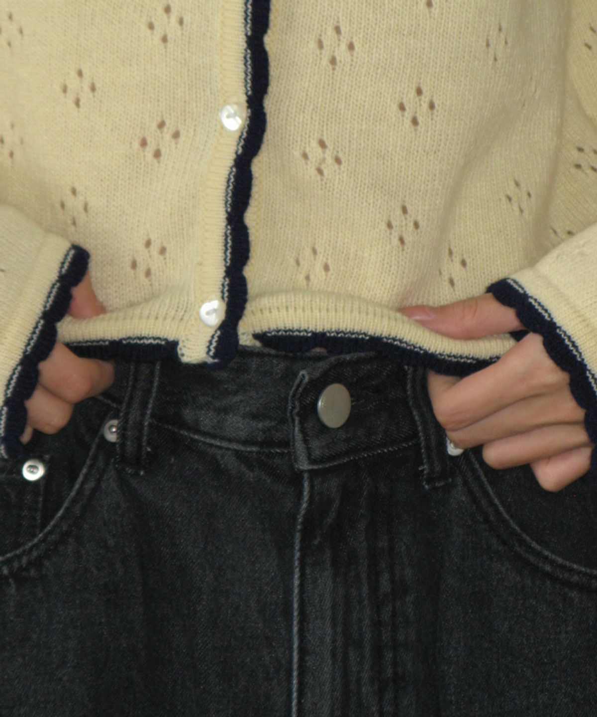 론론(RONRON) WIDE DENIM PANTS BLACK