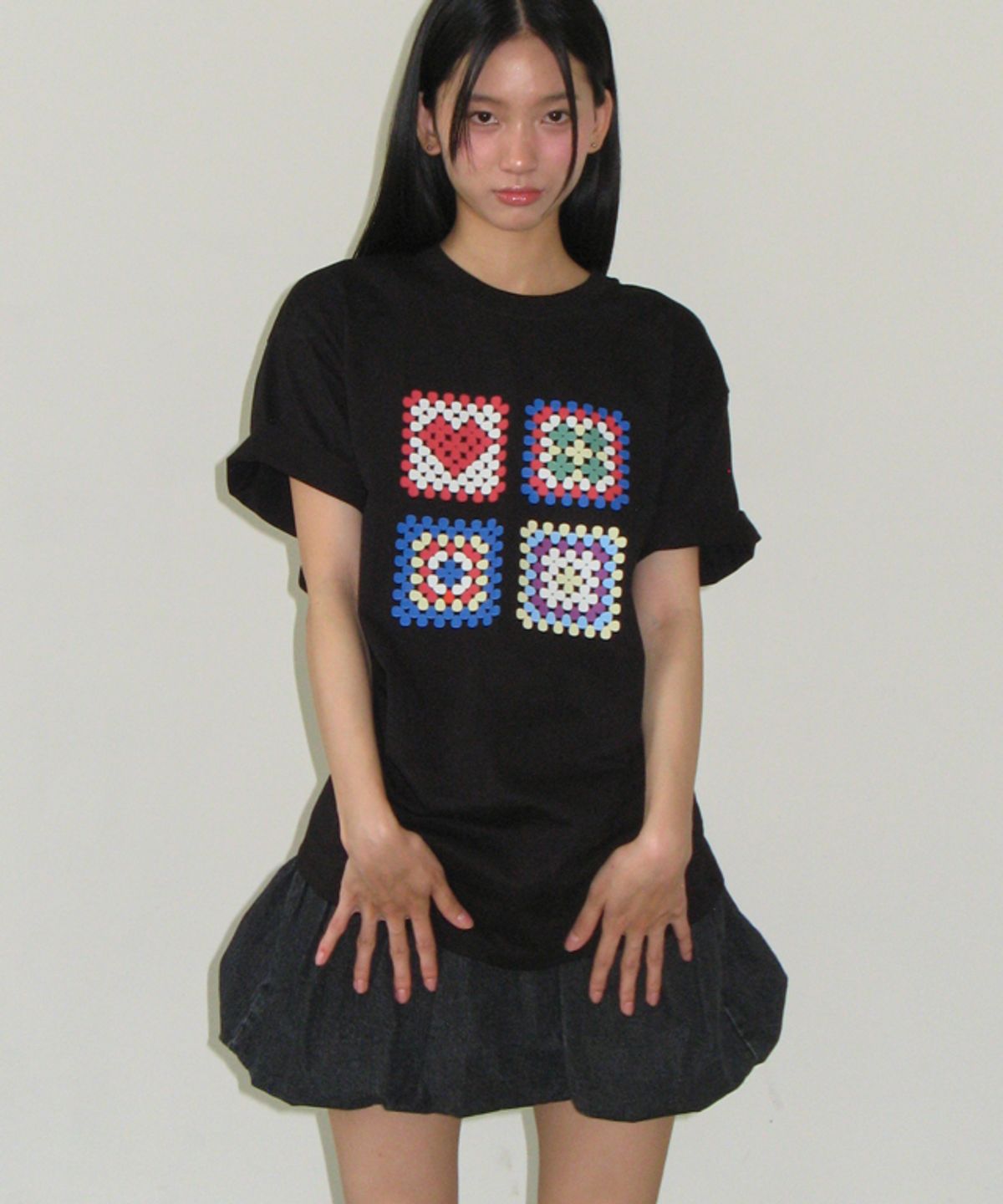 론론(RONRON) BALLOON PUMPKIN DENIM PANTSKIRT BLACK
