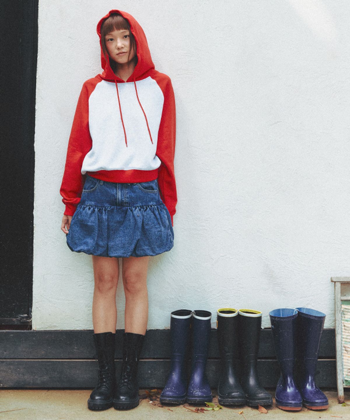 론론(RONRON) BALLOON PUMPKIN DENIM PANTSKIRT MEDIUM BLUE