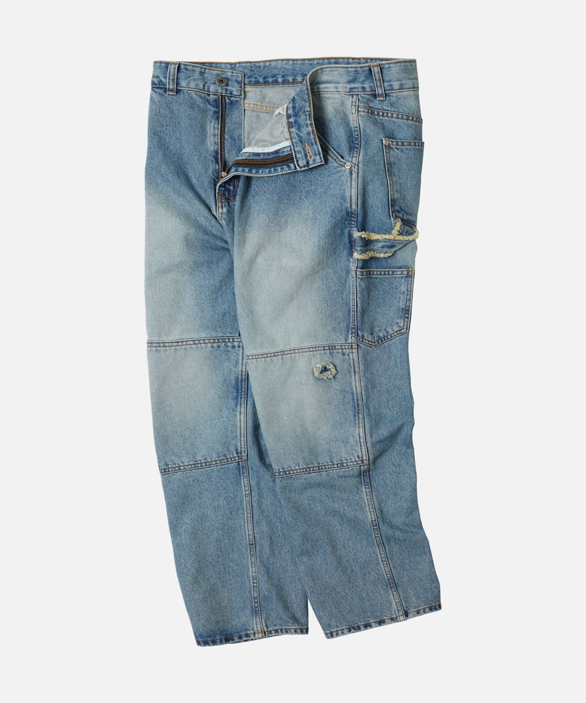 프리즘웍스(FRIZMWORKS) WASHED DENIM DOUBLE KNEE PANTS _ LIGHT BLUE