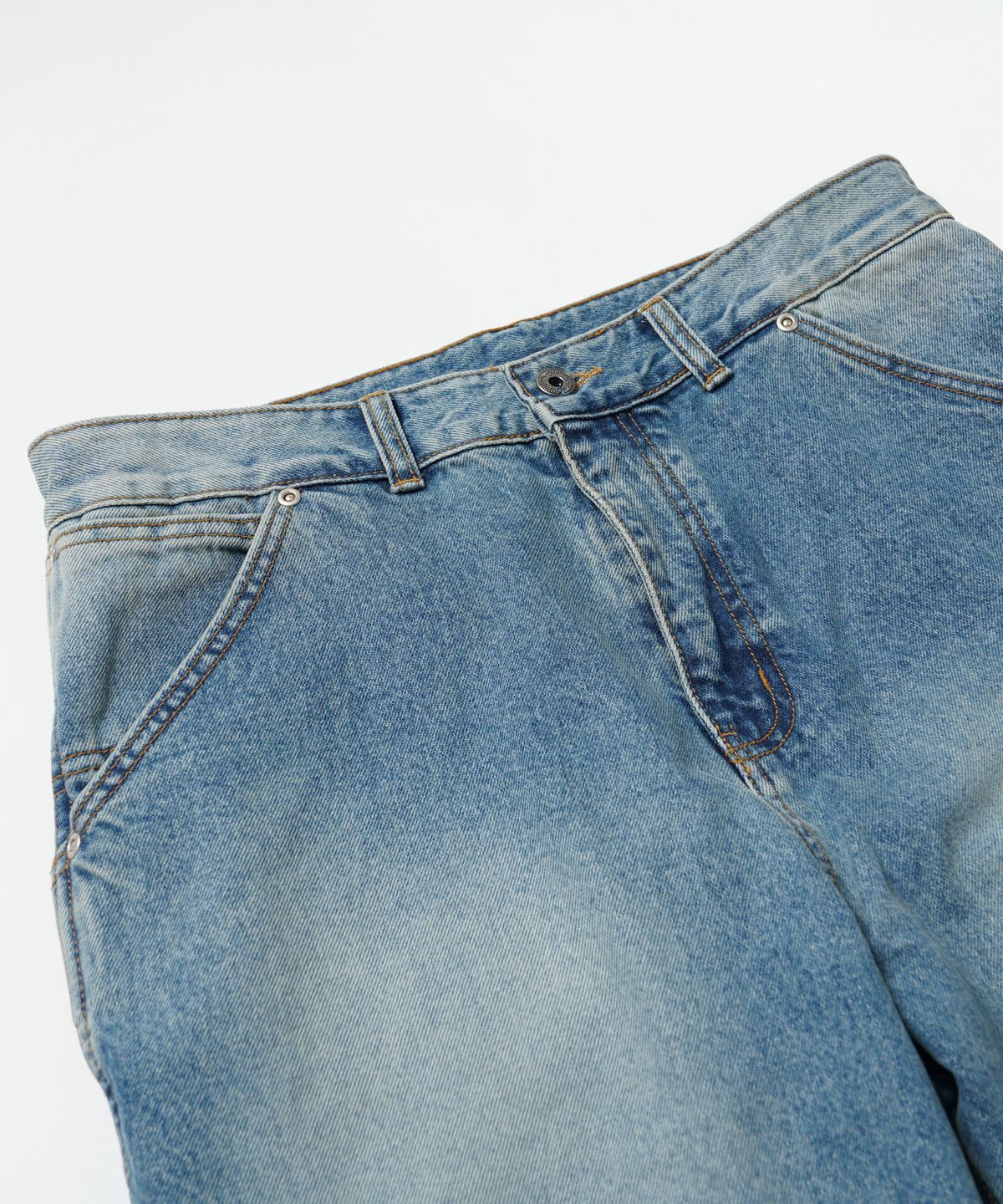 프리즘웍스(FRIZMWORKS) WASHED DENIM DOUBLE KNEE PANTS _ LIGHT BLUE