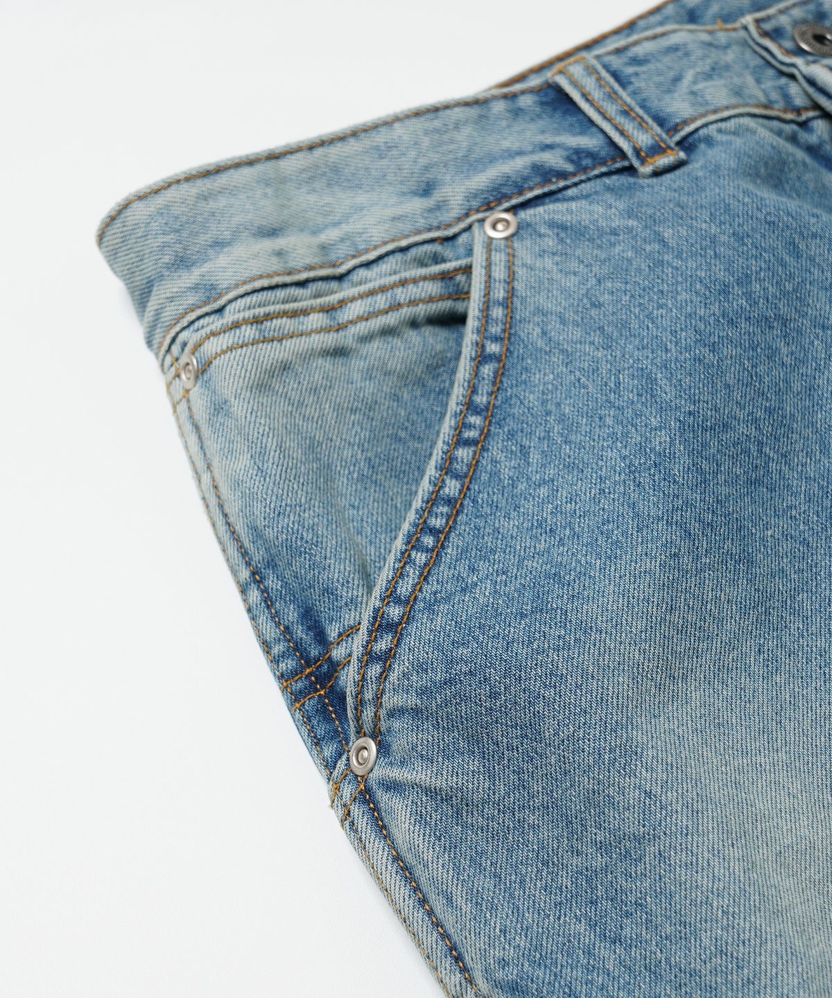 프리즘웍스(FRIZMWORKS) WASHED DENIM DOUBLE KNEE PANTS _ LIGHT BLUE