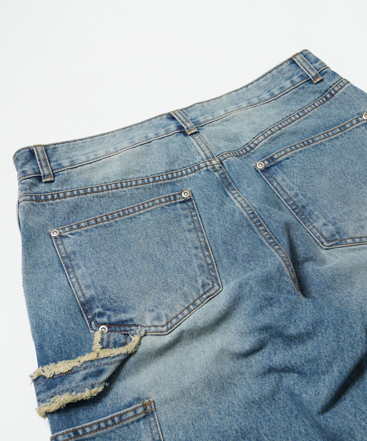 프리즘웍스(FRIZMWORKS) WASHED DENIM DOUBLE KNEE PANTS _ LIGHT BLUE