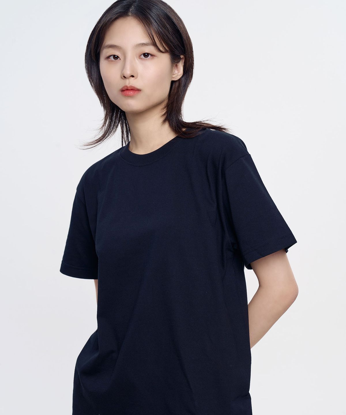 유나이티드 애슬(UNITED ATHLE) 베이직 무지 반팔 티셔츠_블랙