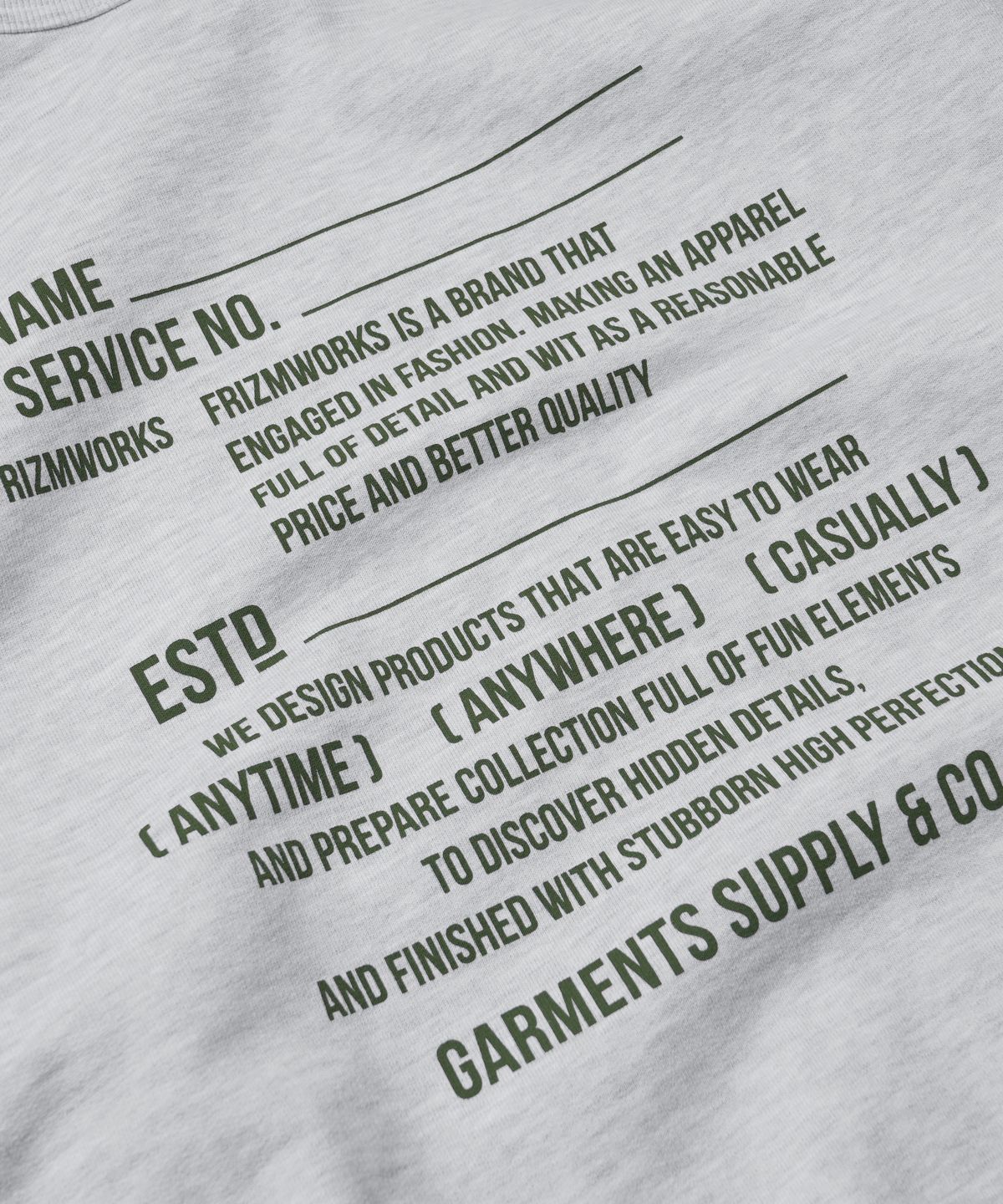 프리즘웍스(FRIZMWORKS) SERVICE LABEL SWEATSHIRT _ WHITE MELANGE