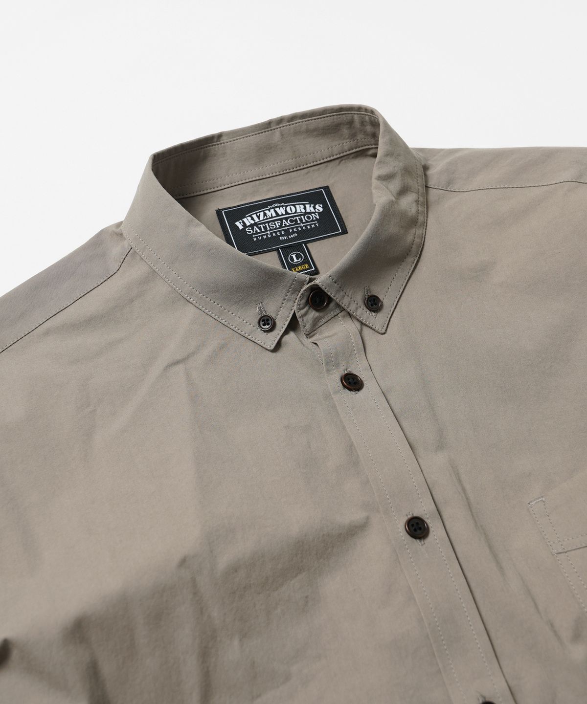 프리즘웍스(FRIZMWORKS) HIGH COUNT FRENCH SHIRT _ KHAKI GRAY