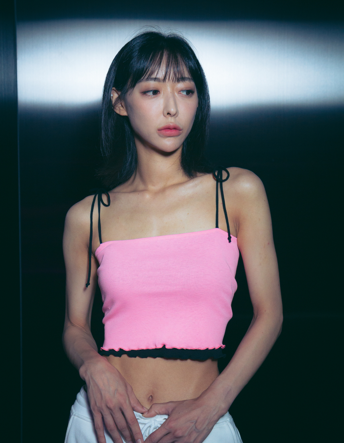 워독(WARDOG) 스파게티 스트랩 레이어드 탱크탑 핑크