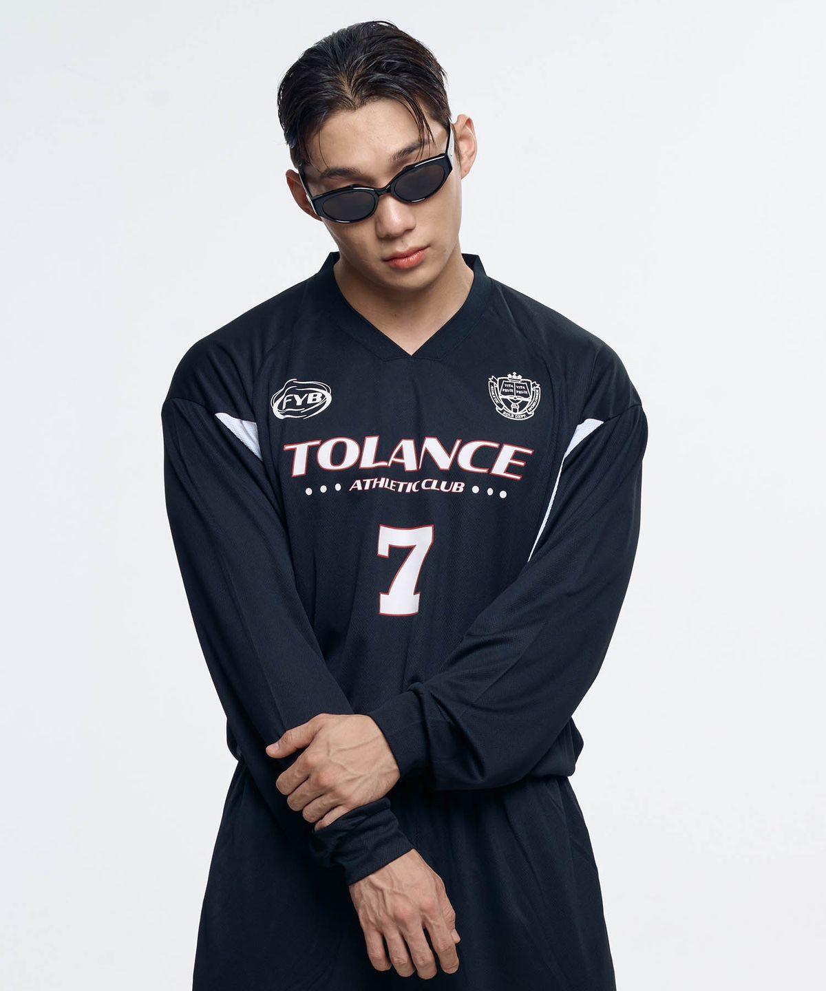 토런스(TOLANCE) 풋볼 메쉬 와이드 롱 슬리브 - Black