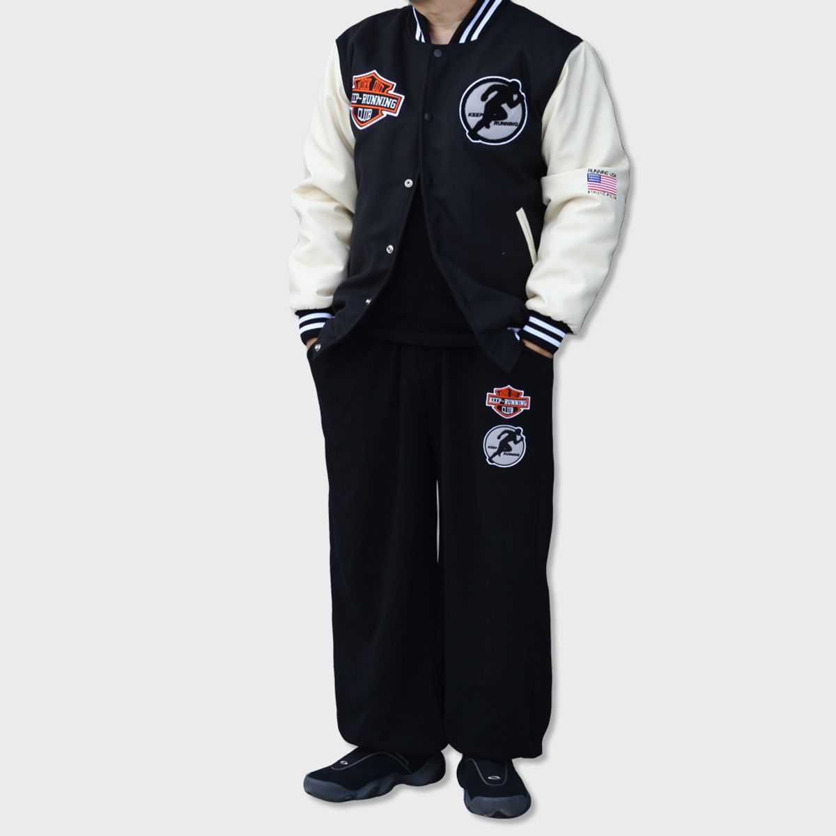 리스펙트(RESPECT) work out keep running varsity jacket (black)