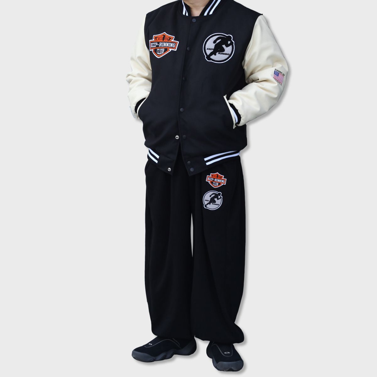 리스펙트(RESPECT) work out keep running varsity jacket (black)
