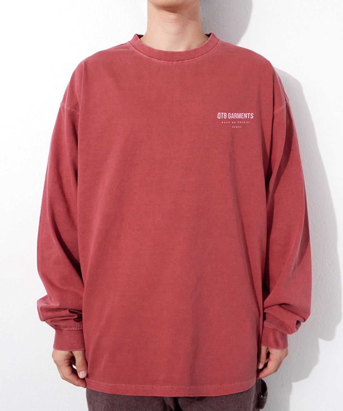 큐티에잇 가먼츠(QT8 GARMENTS) OC Pigment Simple Long Sleeve (Red)