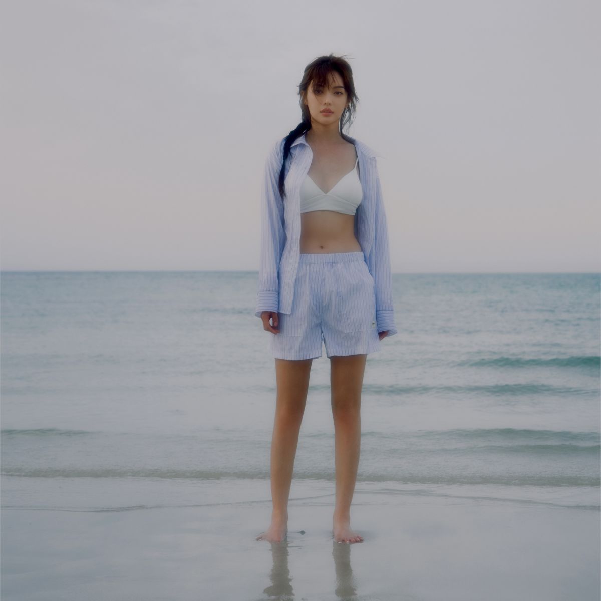 도로시와(DOROSIWA) Minimal Garments Lyocell Stripe Pajama Set (Shorts)