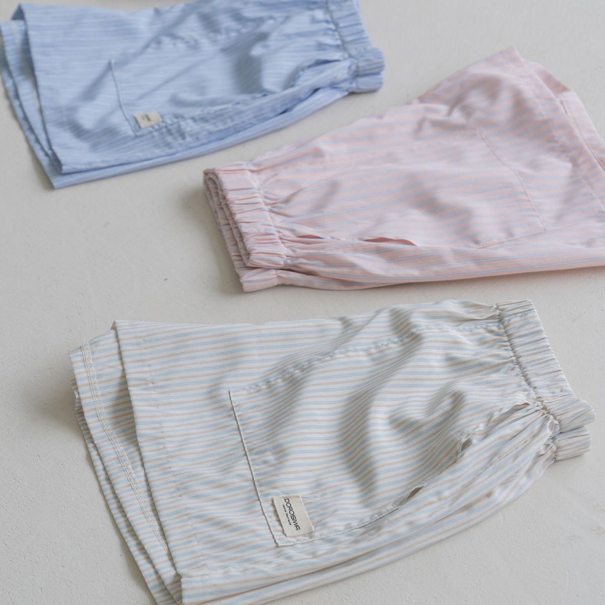 도로시와(DOROSIWA) Minimal Garments Lyocell Stripe Pajama Set (Shorts)