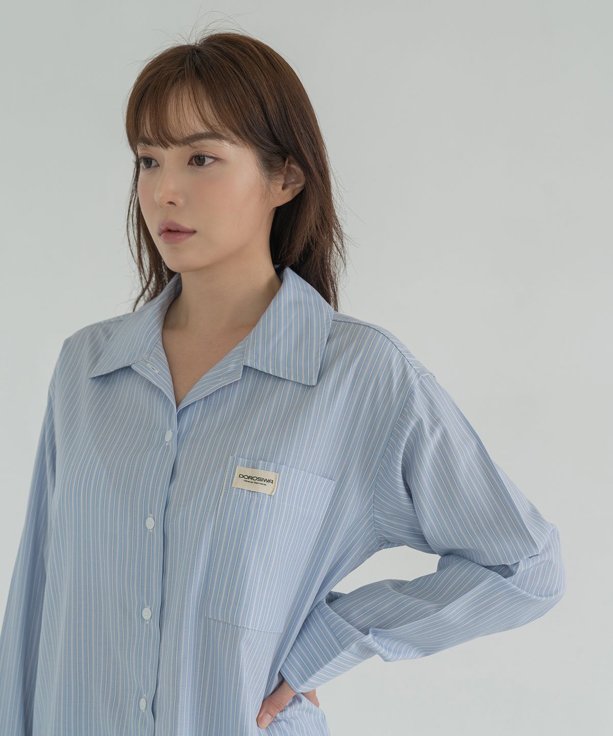 도로시와(DOROSIWA) Minimal Garments Lyocell Stripe Pajama Set (Shorts)