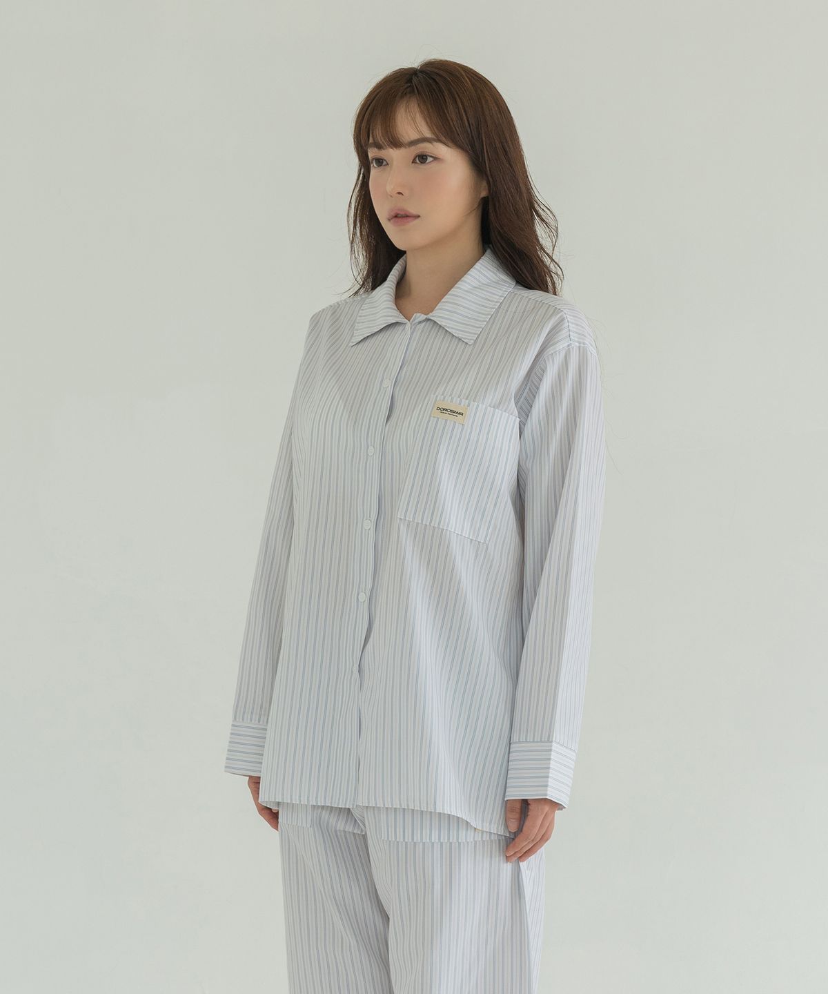 도로시와(DOROSIWA) Minimal Garments Lyocell Stripe Pajama Set (Long)