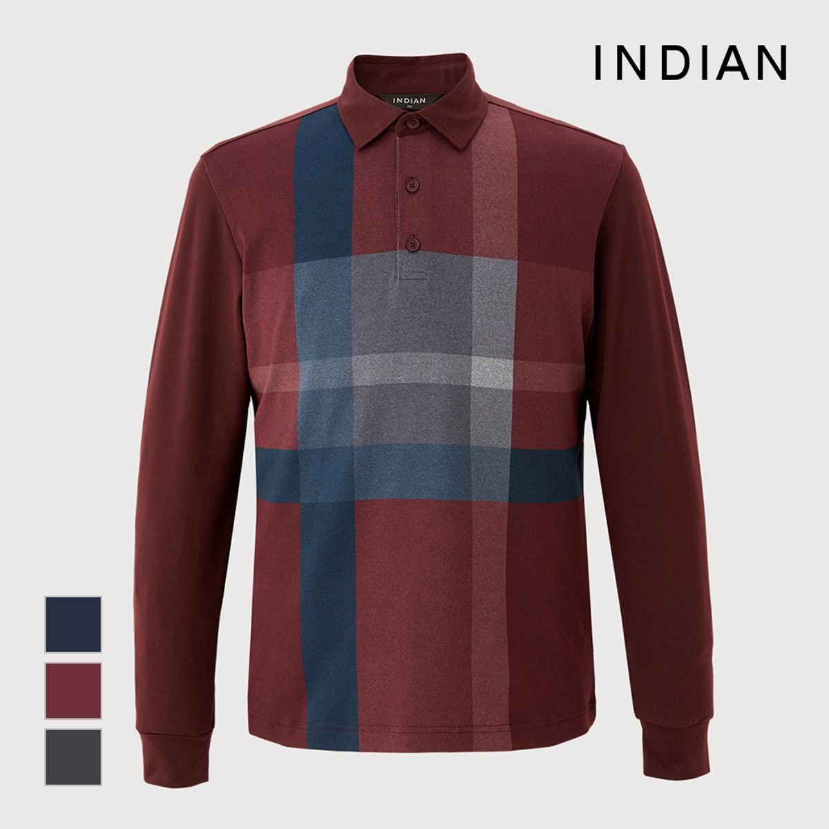 인디안(INDIAN) 타소재 체크패턴 티셔츠