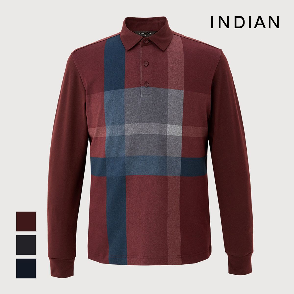 인디안(INDIAN) 타소재 체크패턴 티셔츠