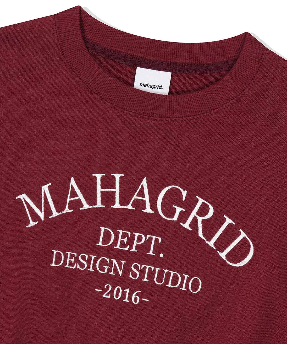 마하그리드(MAHAGRID) ARCH DEPT CROP SWEATSHIRT BURGUNDY(MG2EFFM468A)