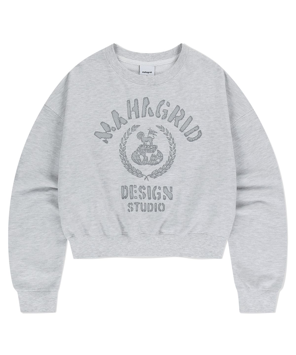 마하그리드(MAHAGRID) VINTAGE COLLEGE CROP SWEATSHIRT LIGHT GREY(MG2EFFM470A)
