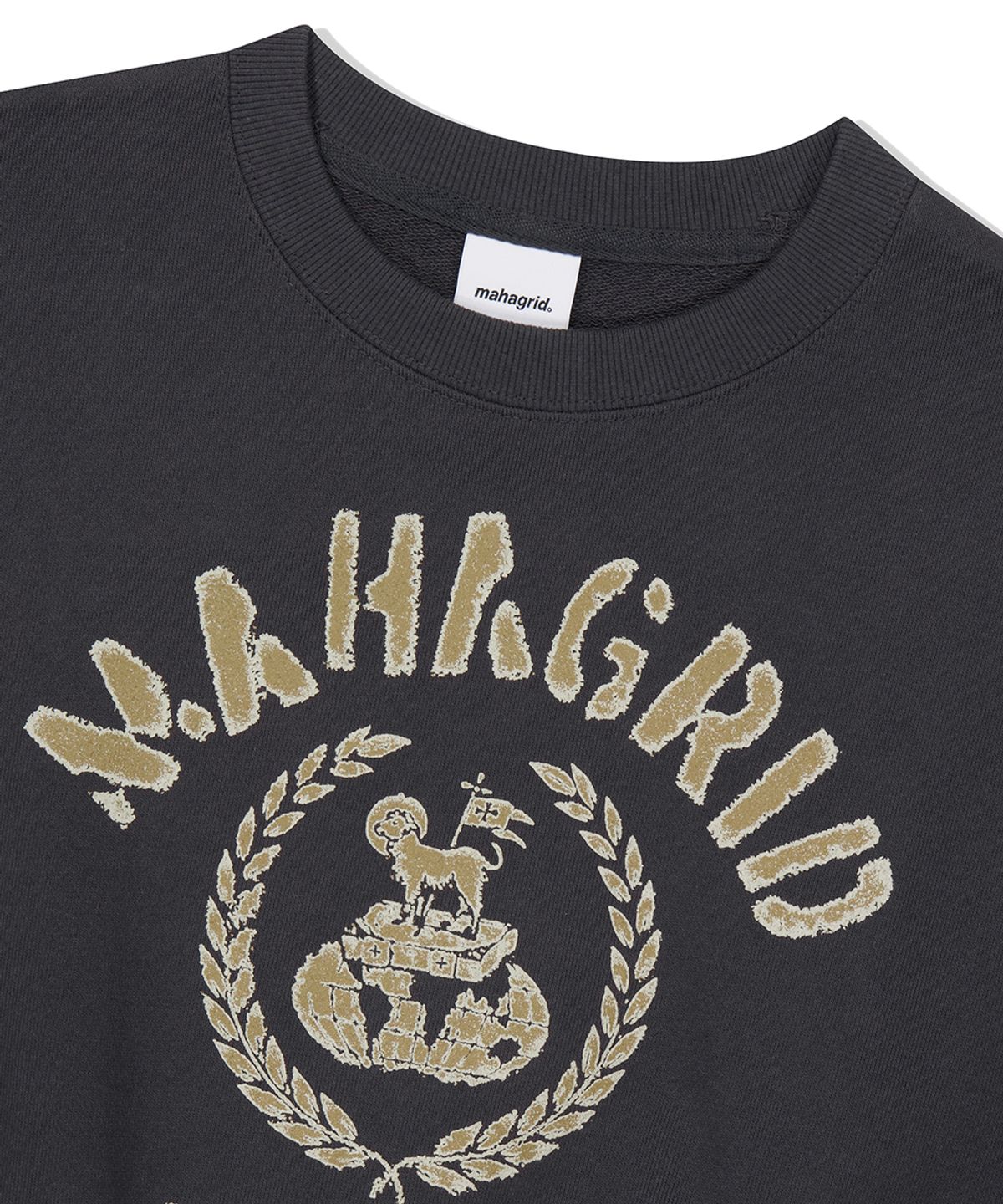 마하그리드(MAHAGRID) VINTAGE COLLEGE CROP SWEATSHIRT CHARCOAL(MG2EFFM470A)