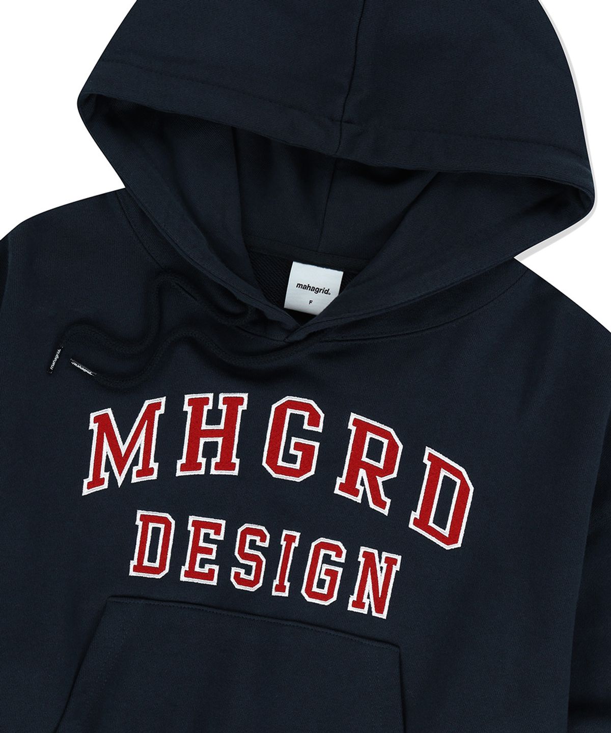 마하그리드(MAHAGRID) MHGRD APPLIQUE CROP HOODIE NAVY(MG2EFFM431A)