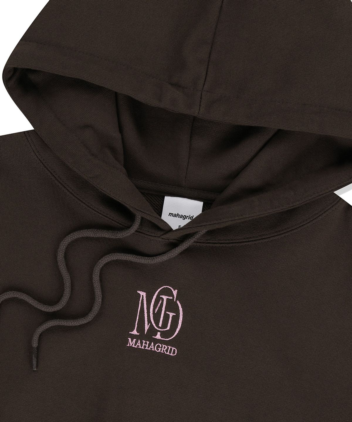 마하그리드(MAHAGRID) MGD SERIF LOGO CROP HOODIE BROWN(MG2EFFM432A)