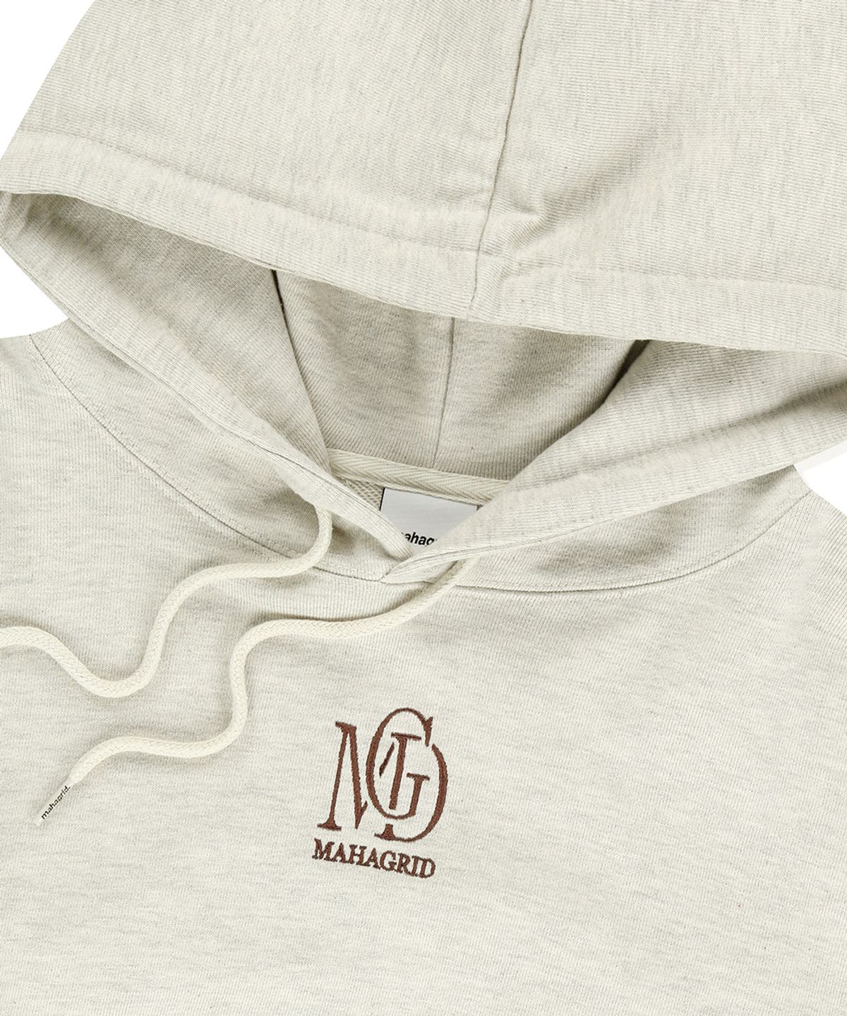마하그리드(MAHAGRID) MGD SERIF LOGO CROP HOODIE OATMEAL(MG2EFFM432A)