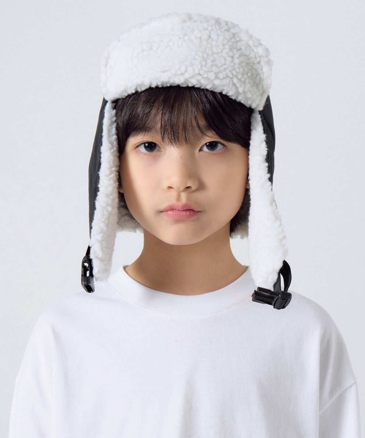 무신사 스탠다드 키즈(MUSINSA STANDARD KIDS) 나일론 트루퍼 햇 [블랙/아이보리]