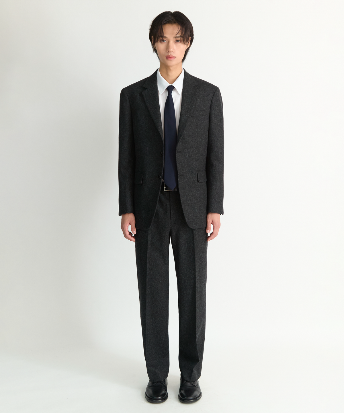 넌블랭크(NONBLANK) 울 100 솔리드 타이_DARK GREY
