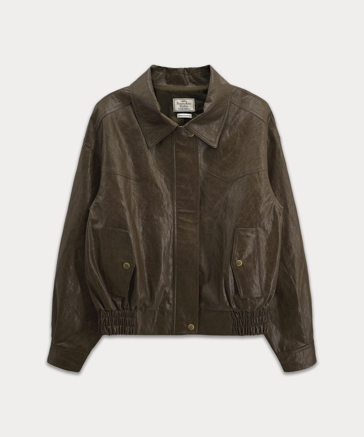 썸웨어버터(SOMEWHEREBUTTER) Devon leather blouson - Brown
