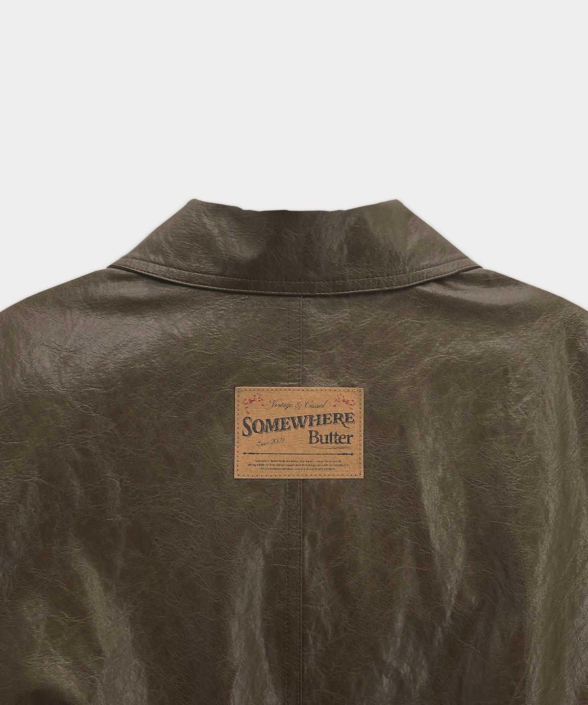 썸웨어버터(SOMEWHEREBUTTER) Devon leather blouson - Brown