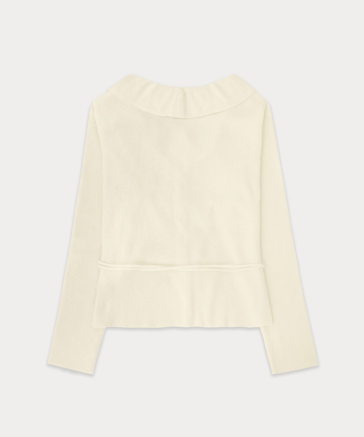 썸웨어버터(SOMEWHEREBUTTER) Ruffle Ribbon Cashmere Cardigan - Ivory