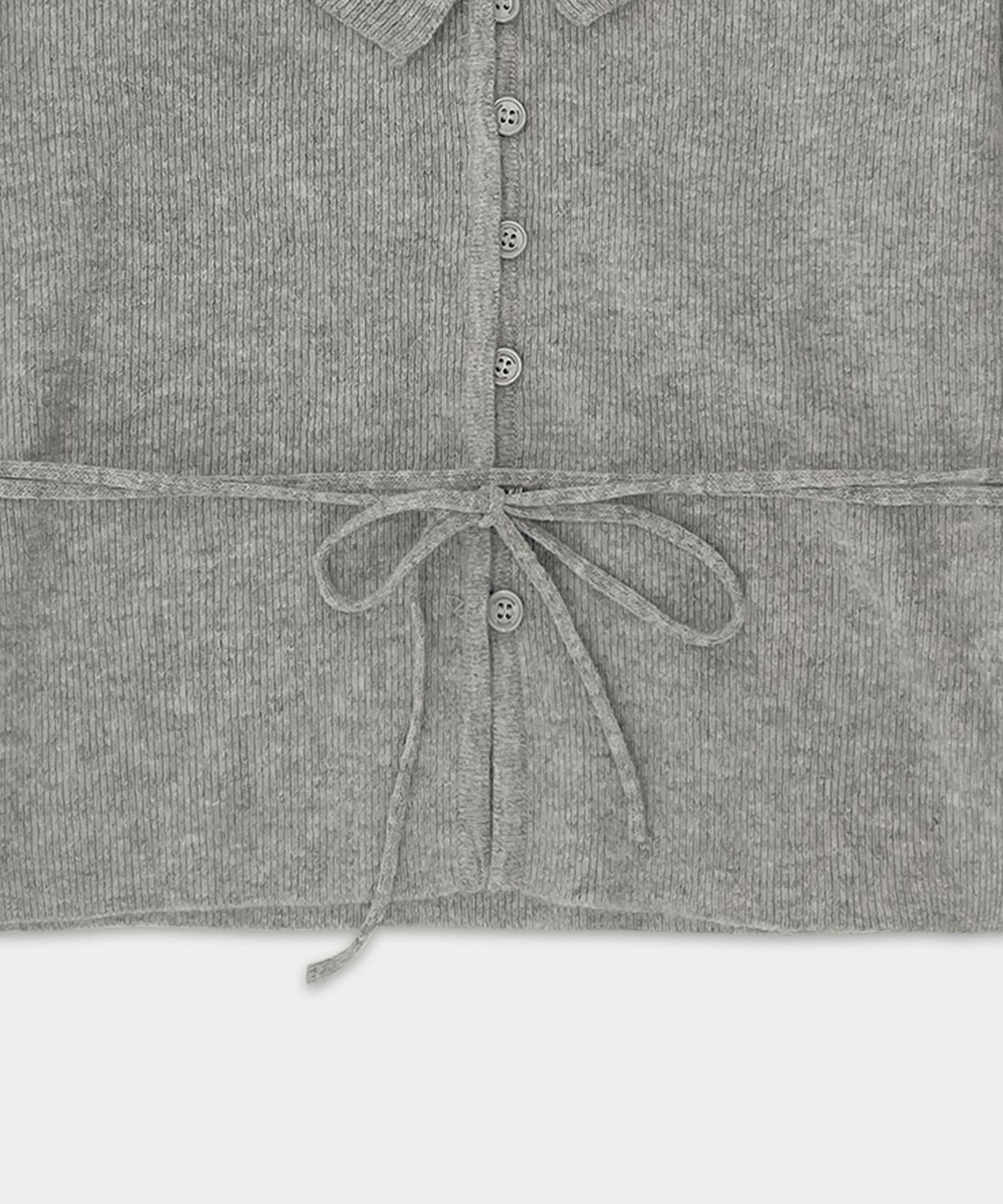 썸웨어버터(SOMEWHEREBUTTER) Ruffle ribbon cashmere cardigan - Grey