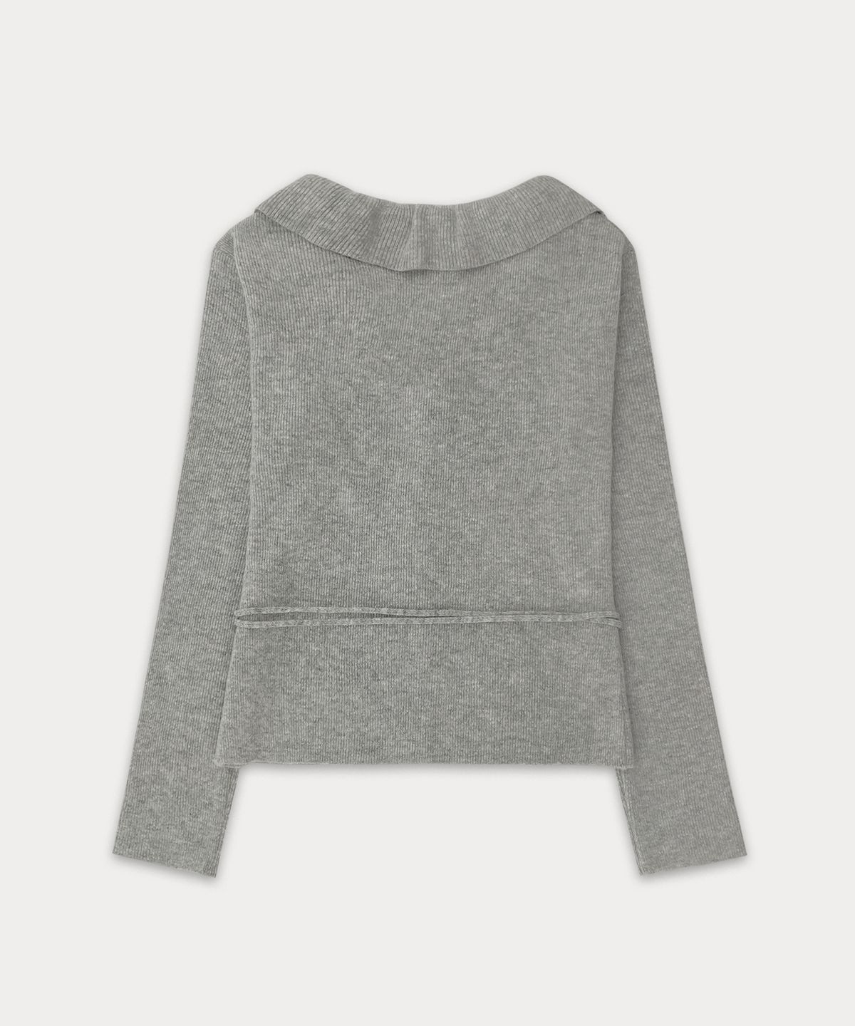 썸웨어버터(SOMEWHEREBUTTER) Ruffle ribbon cashmere cardigan - Grey