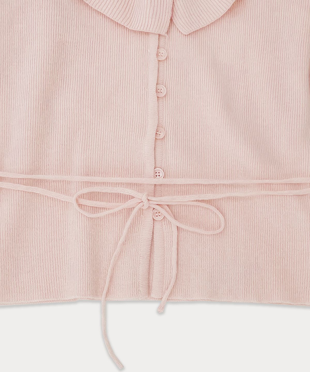 썸웨어버터(SOMEWHEREBUTTER) Ruffle ribbon cashmere cardigan - Pink