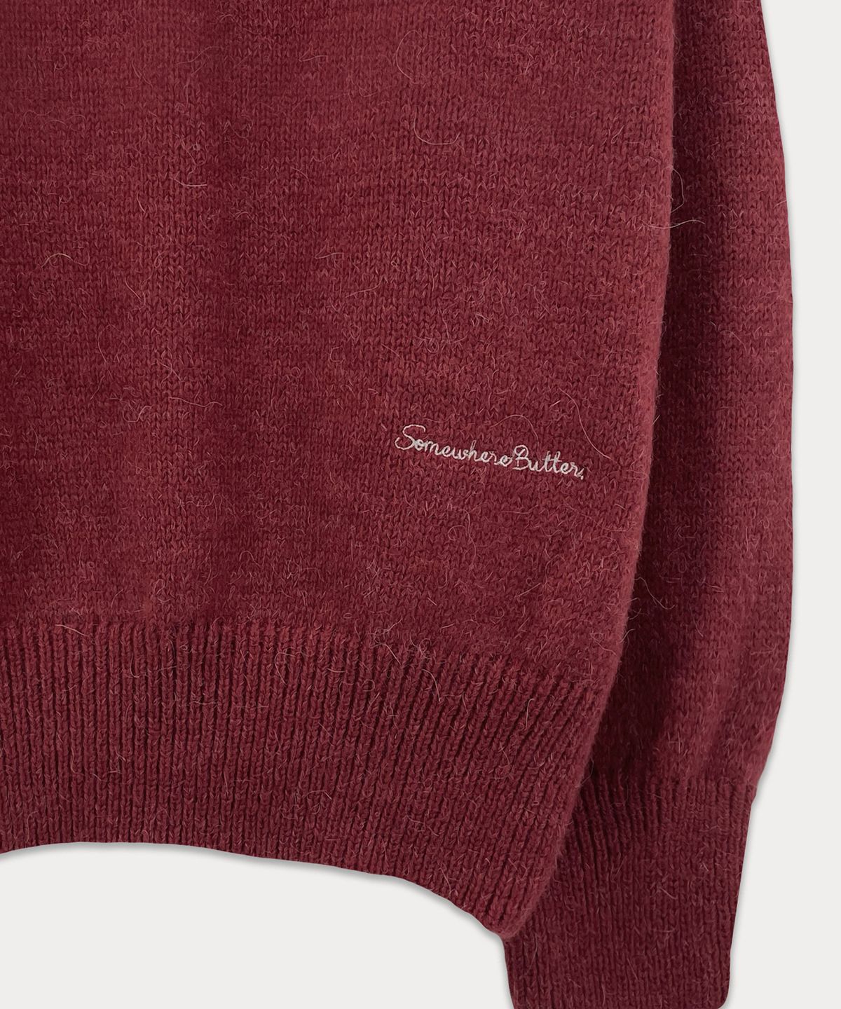 썸웨어버터(SOMEWHEREBUTTER) Hazel Alpaca V-Neck Knit - Vintage Red