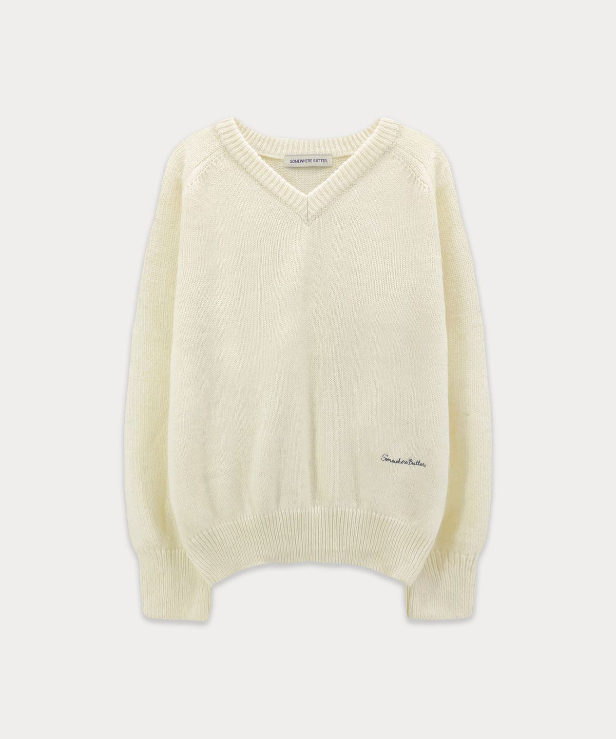 썸웨어버터(SOMEWHEREBUTTER) Hazel alpaca v-neck knit - Ivory