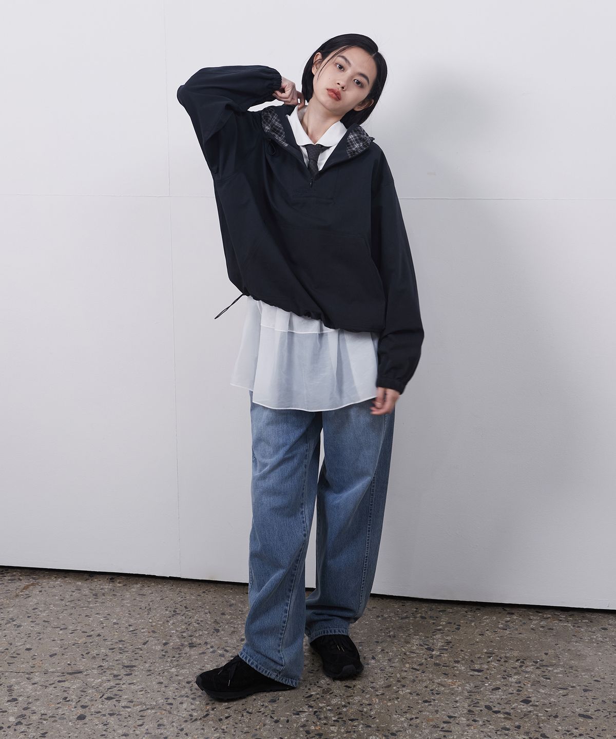 오헤시오(OHESHIO) HOODED ANORAK, NAVY
