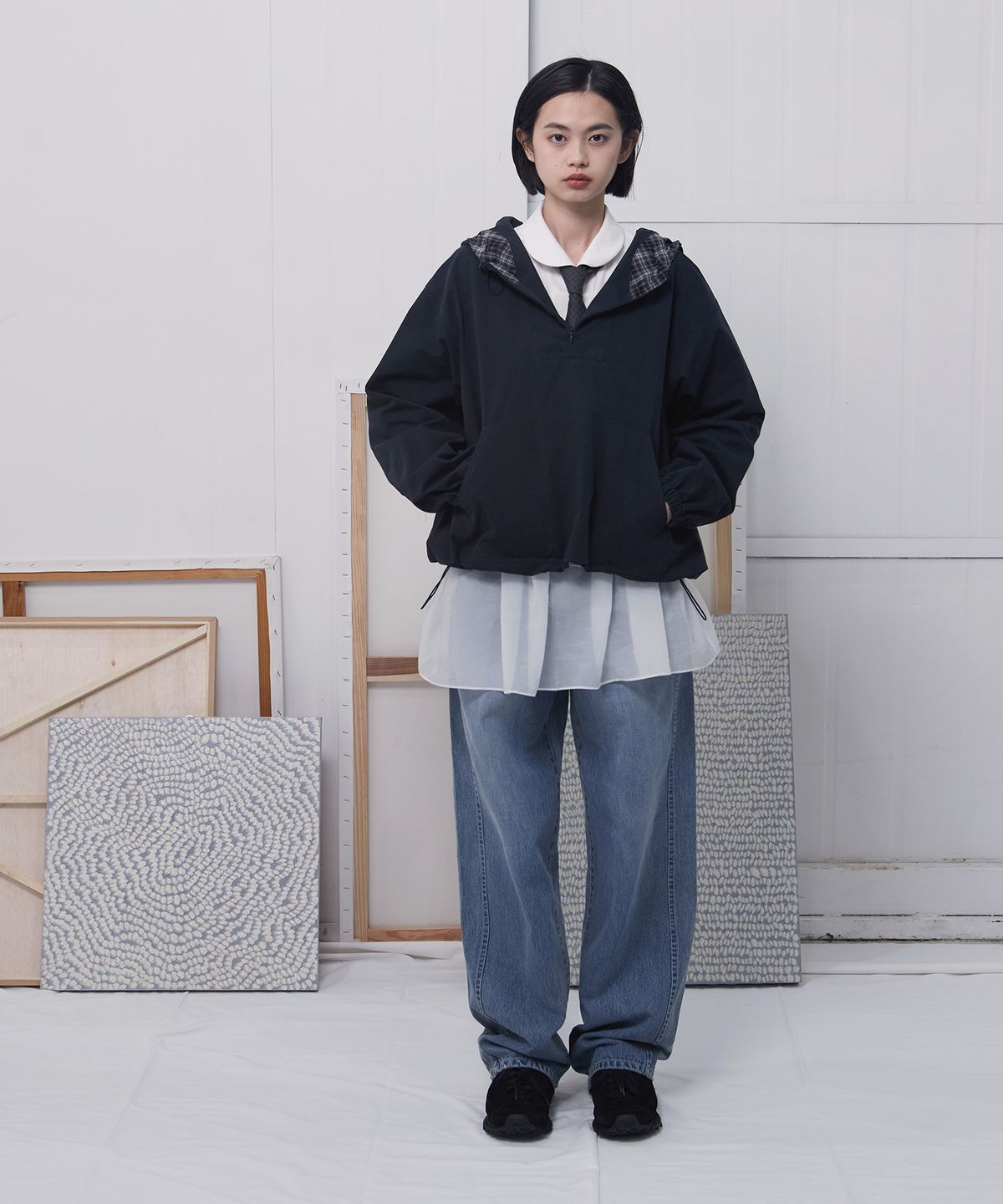 오헤시오(OHESHIO) HOODED ANORAK, NAVY